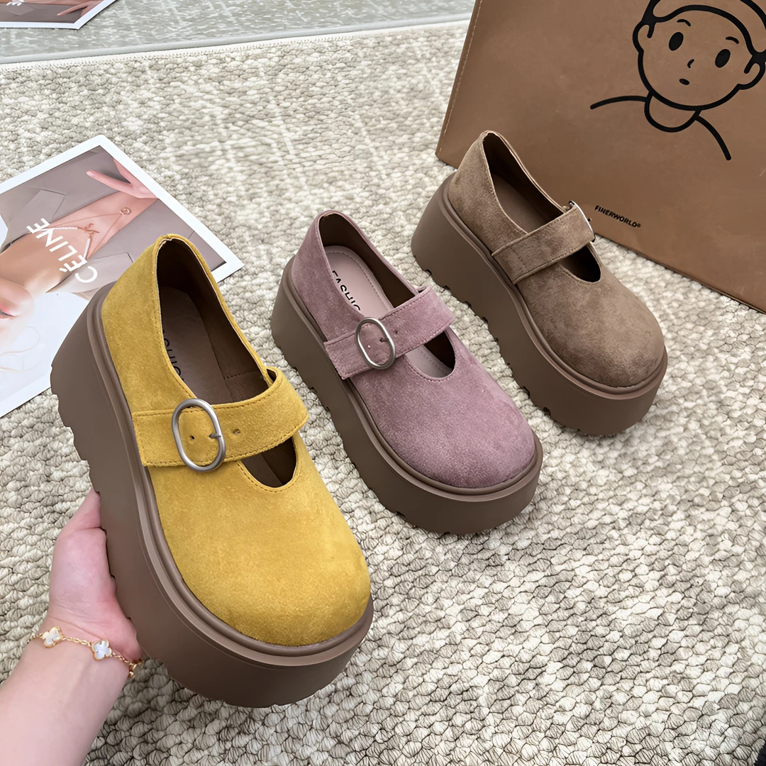 单鞋女2025春夏季新款松糕厚底包头博肯鞋女休闲百搭外穿乐福鞋女