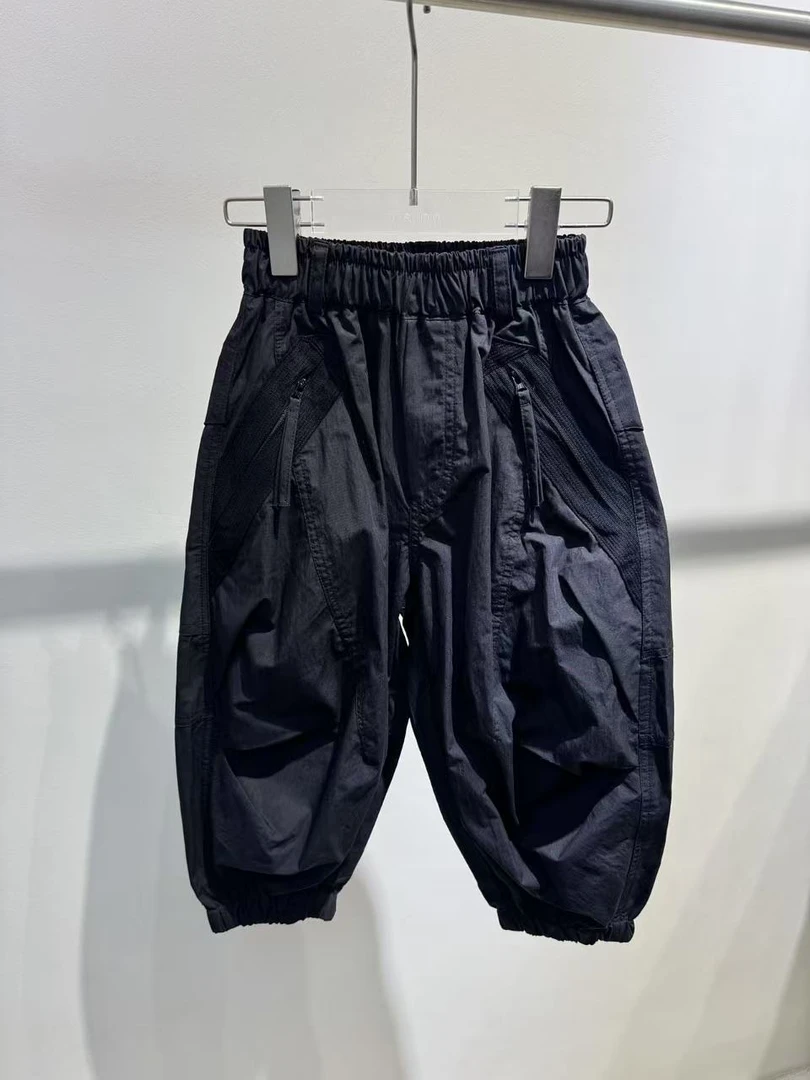 XTJ STUDIO童装 设计师款 MC中大童 侧边口袋带拉链工装裤 春款