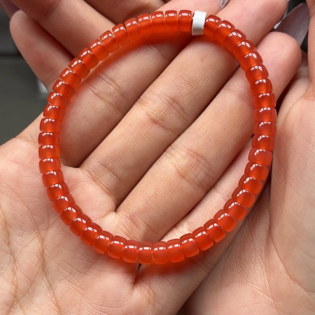 南红玛瑙未镶嵌手串原矿保山南红小庄冰红直切手串卡5.5