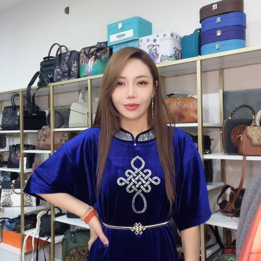 挂脖款蒙古元素连衣裙小码