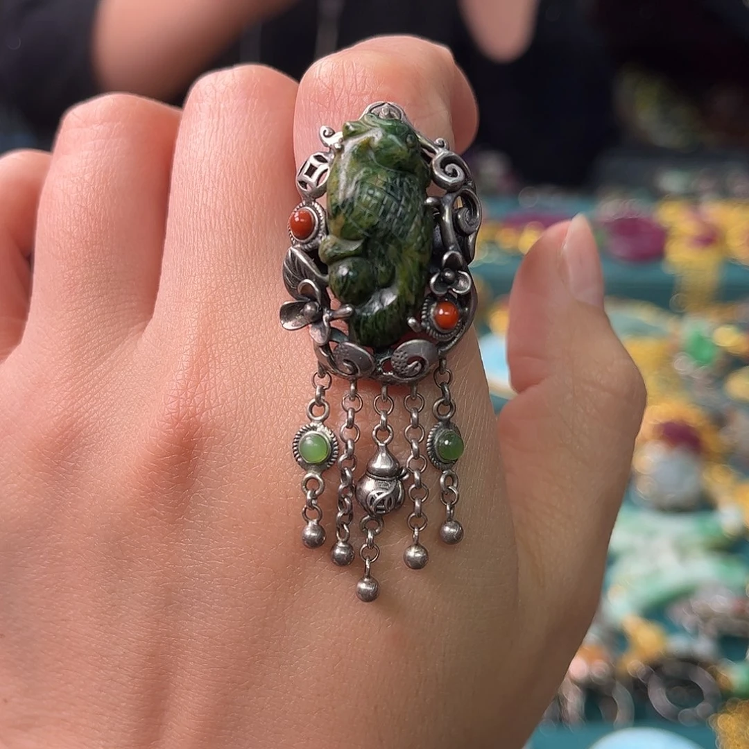 翡翠银S925镶嵌戒指双十二直降