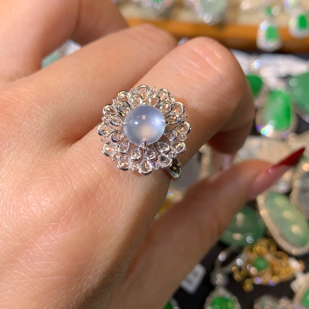 翡翠吊坠(不含链)18K金镶嵌