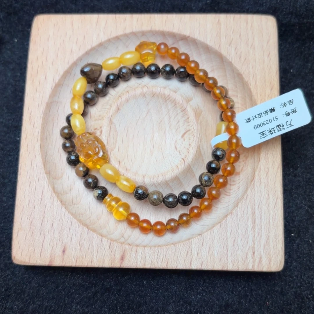 琥珀未镶嵌珠宝奇石双圈