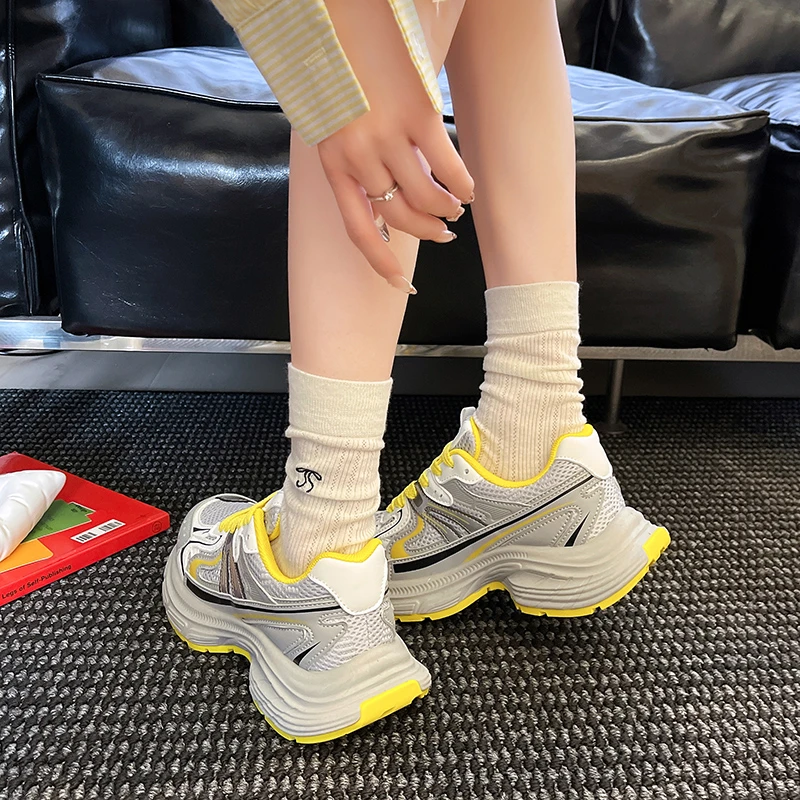 欧洲站高颜值网面运动鞋女夏新款小个子厚底百搭透气休闲增高