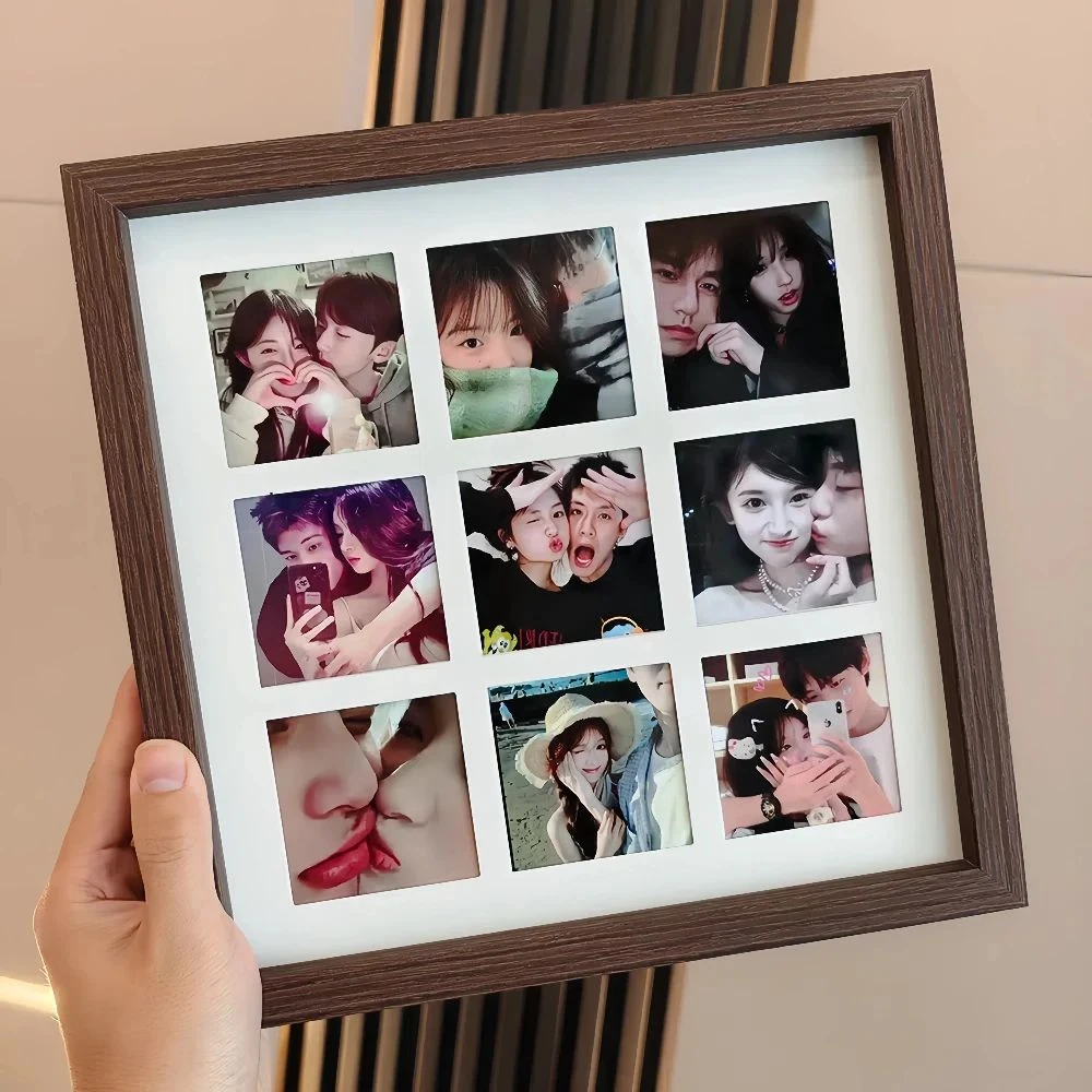 diy定制九9宫格相框洗照片做成纪念册七夕情侣礼物挂墙婚纱照画框