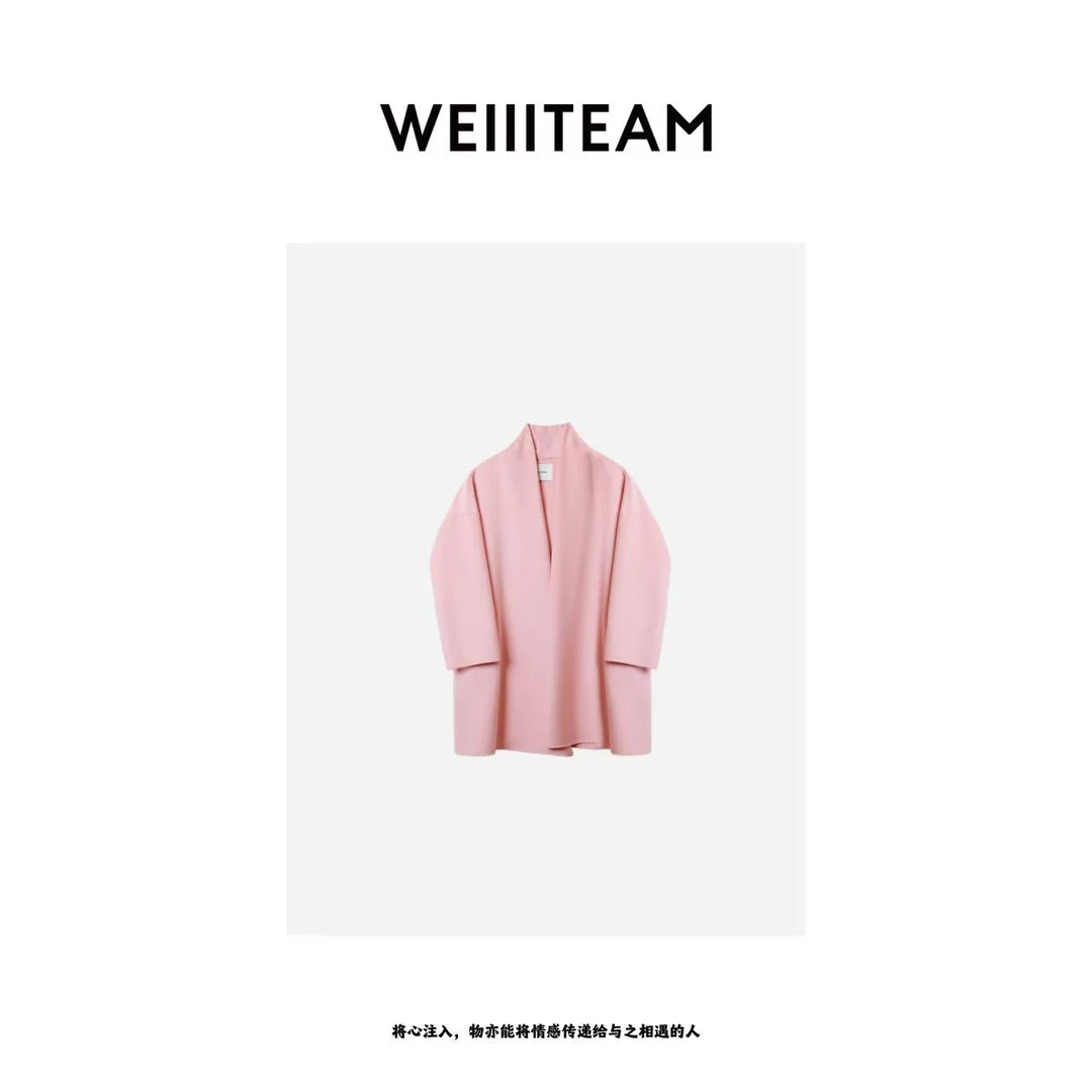 WEIIITEAM "围裹轻型"山羊绒无扣中长款大衣 58086