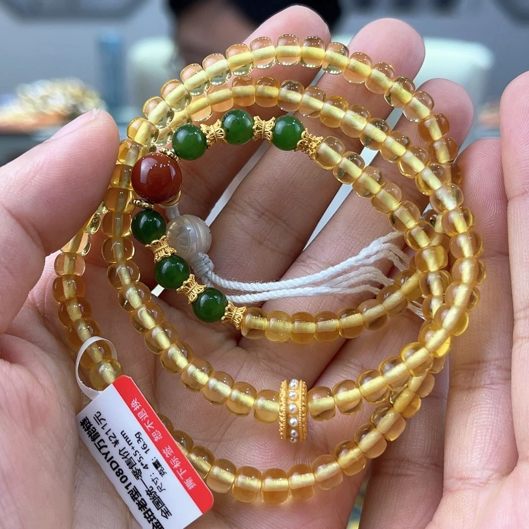 琥珀裸石未镶嵌蜜蜡链子