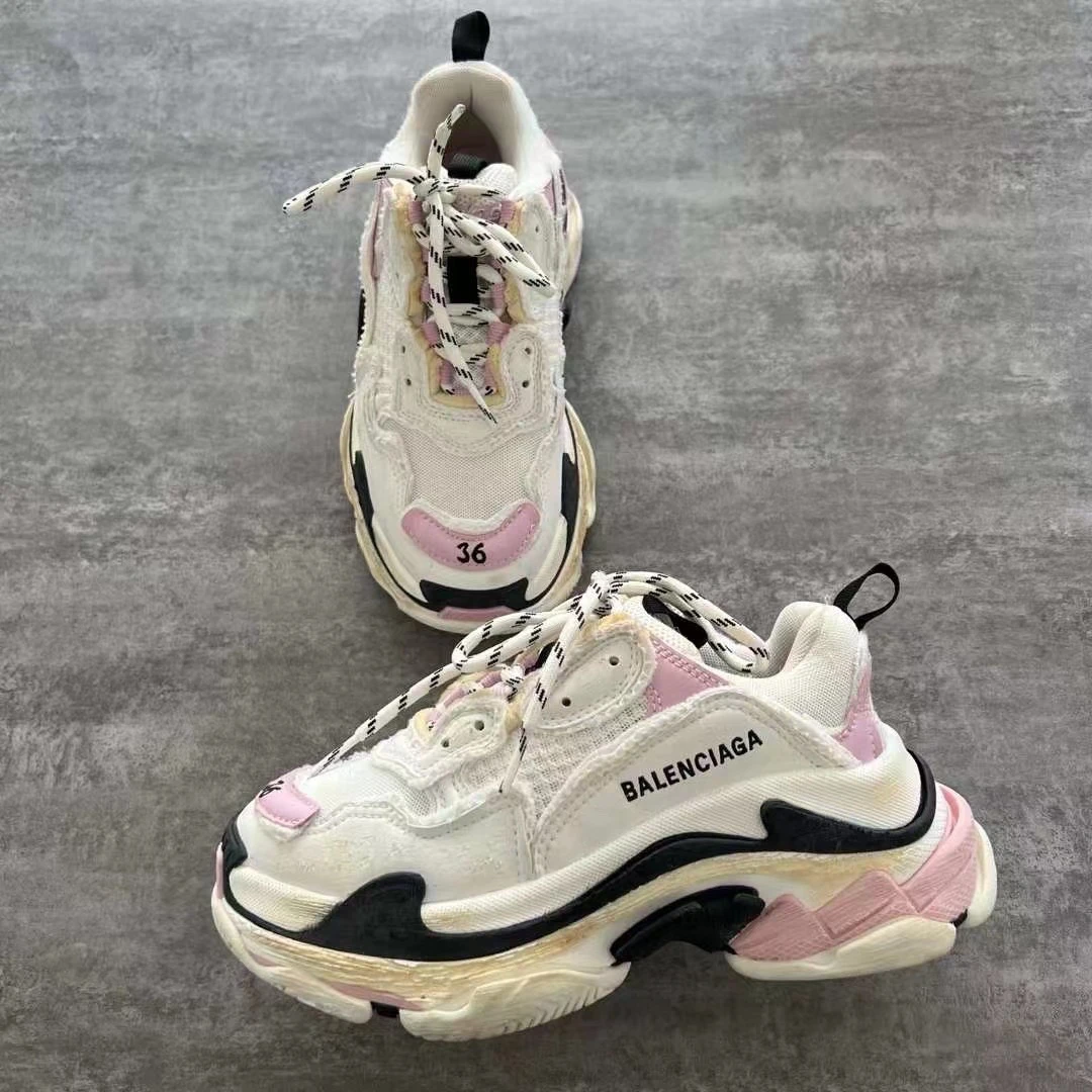 99新 Balenciaga/巴黎世家 triple s diy 做旧白粉 36码 鞋