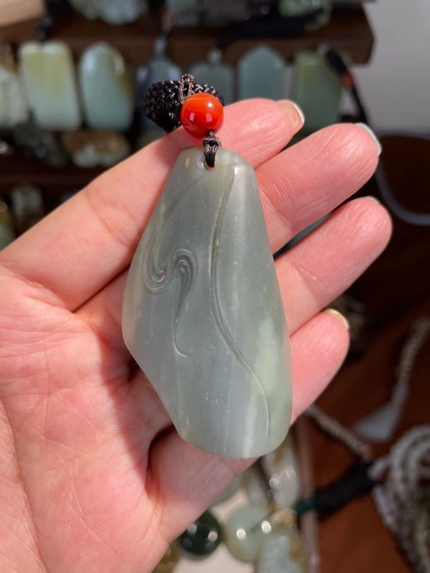 和田玉 新疆楼兰 随行吊坠手把件 风生水起