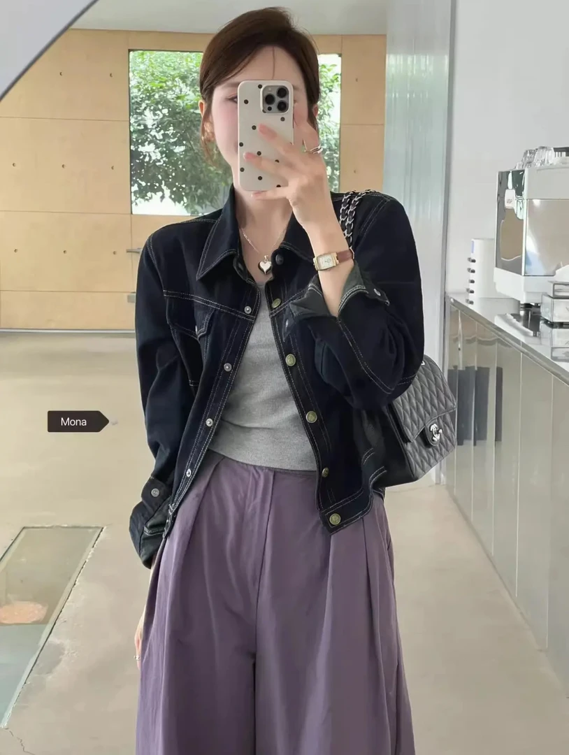 春季 1006 新款丹宁色复古百搭牛仔外套