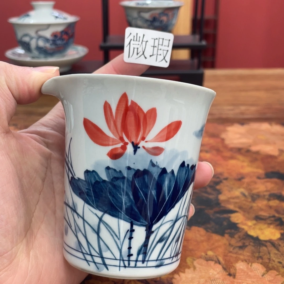 釉下手绘茶具微瑕