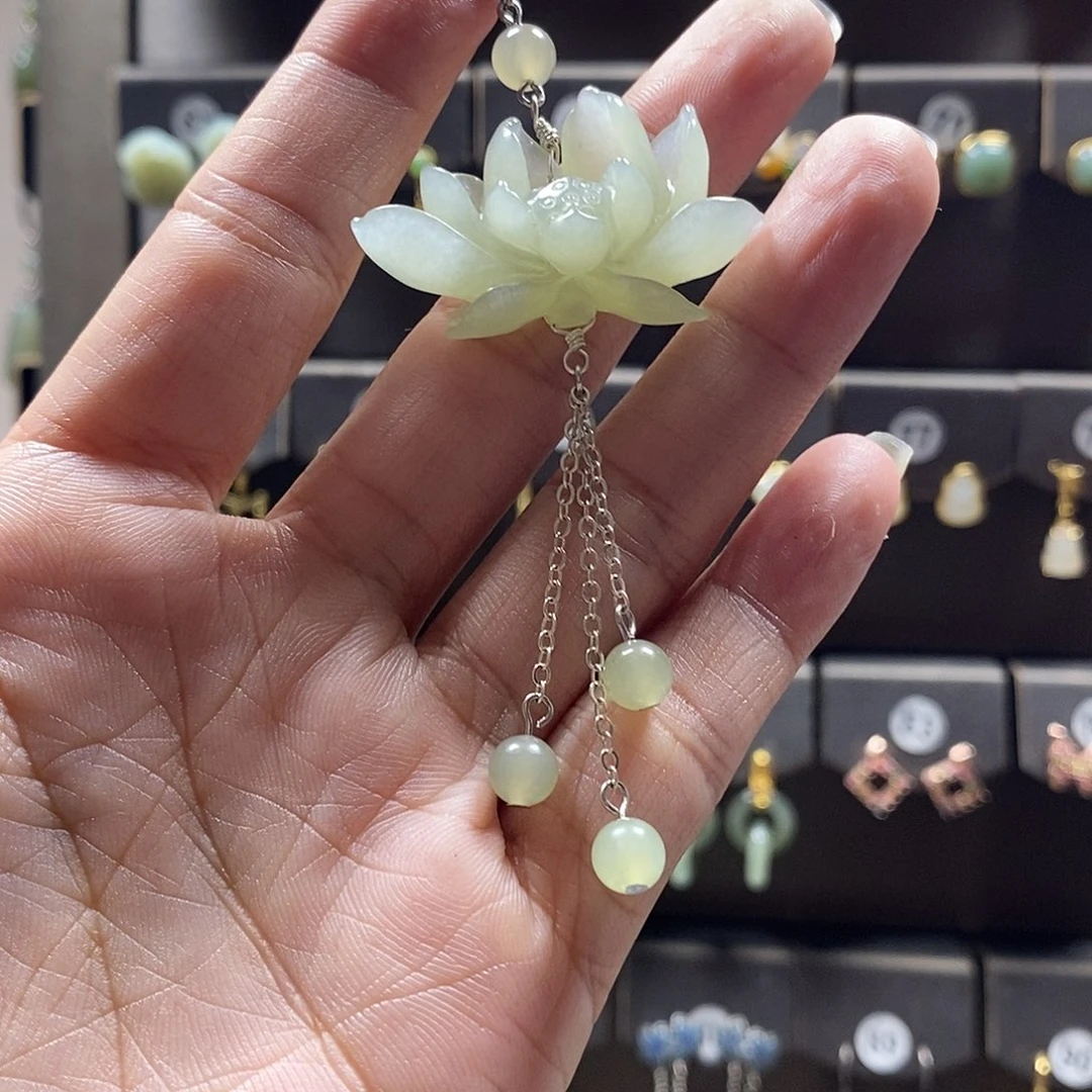 和田玉银S925镶嵌耳饰ｓ**ｕ