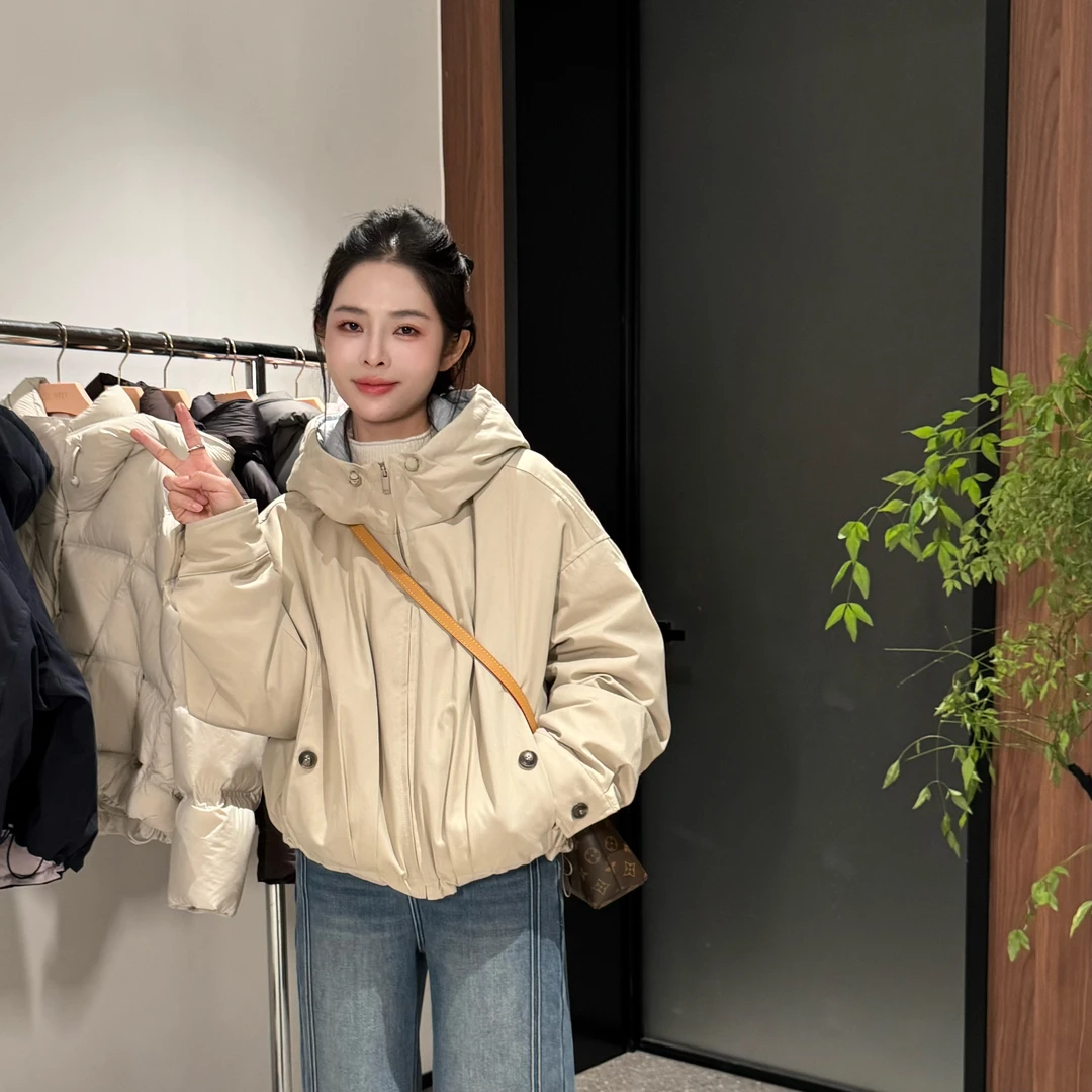 SUMU/宿慕时尚新款拼色连帽羽绒服加厚韩版简约百搭羽绒服9076