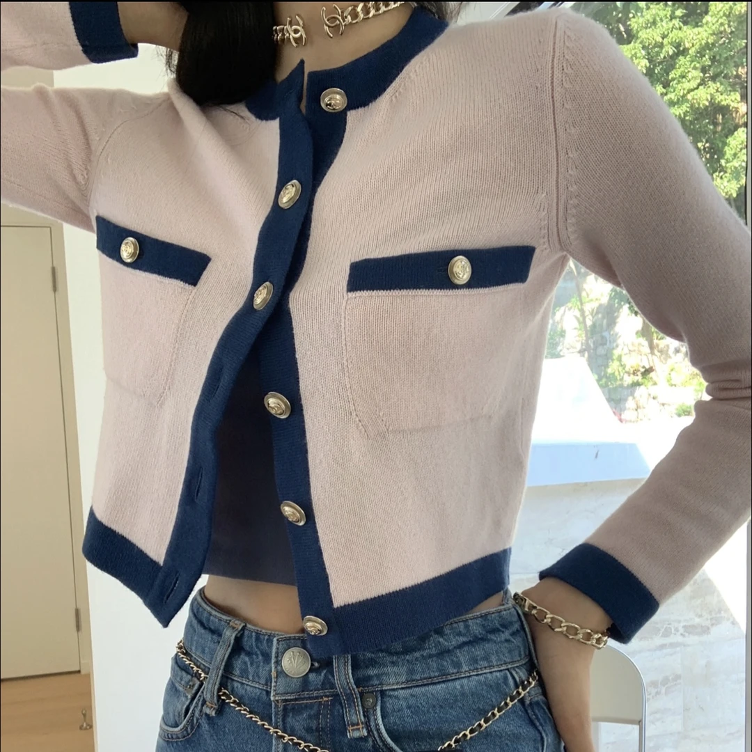 99新 Chanel/香奈儿 ww223/小羊绒针织开衫 羊绒 36码