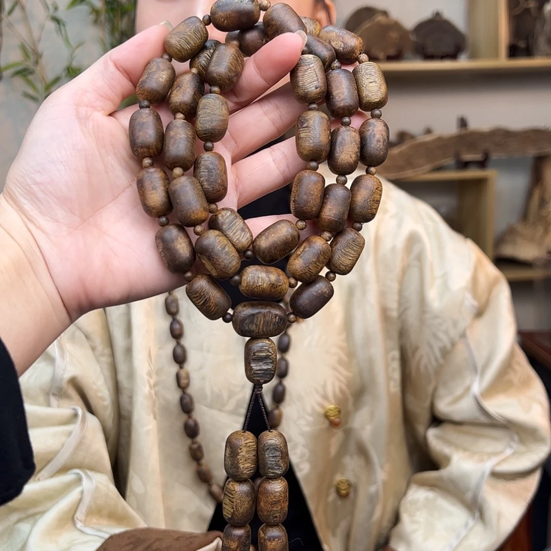 沉香手串海南白奇楠金丝红油天然留疤珠多圈一条1.2➕60克