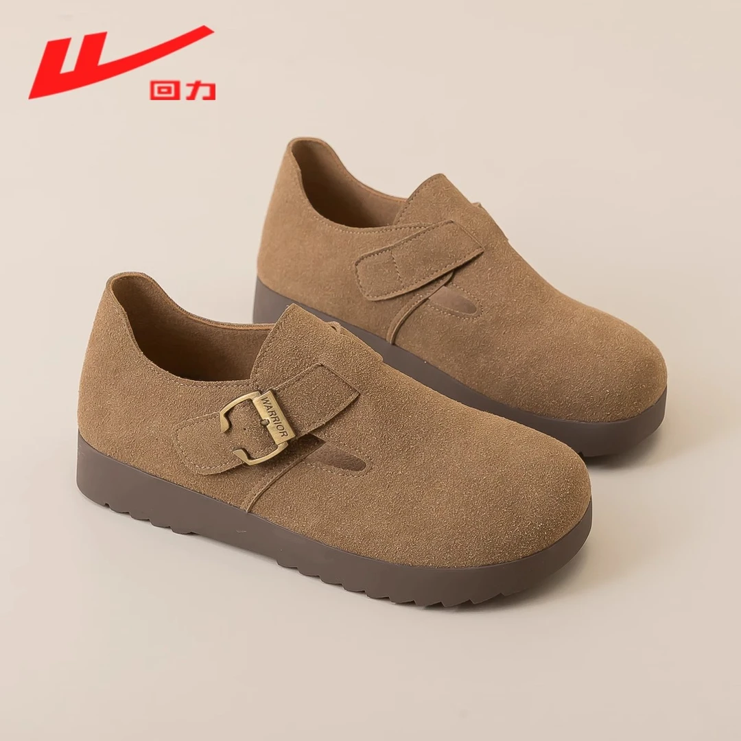 回力秋季全包勃肯鞋女鞋2025新款爆款一脚蹬懒人鞋卡其豆豆鞋单鞋