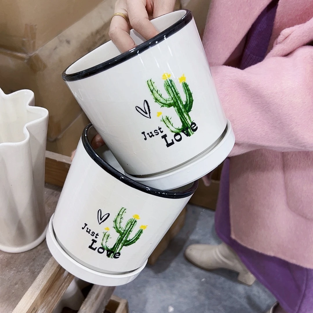 有孔，外贸尾单陶瓷花盆凑单10米包邮