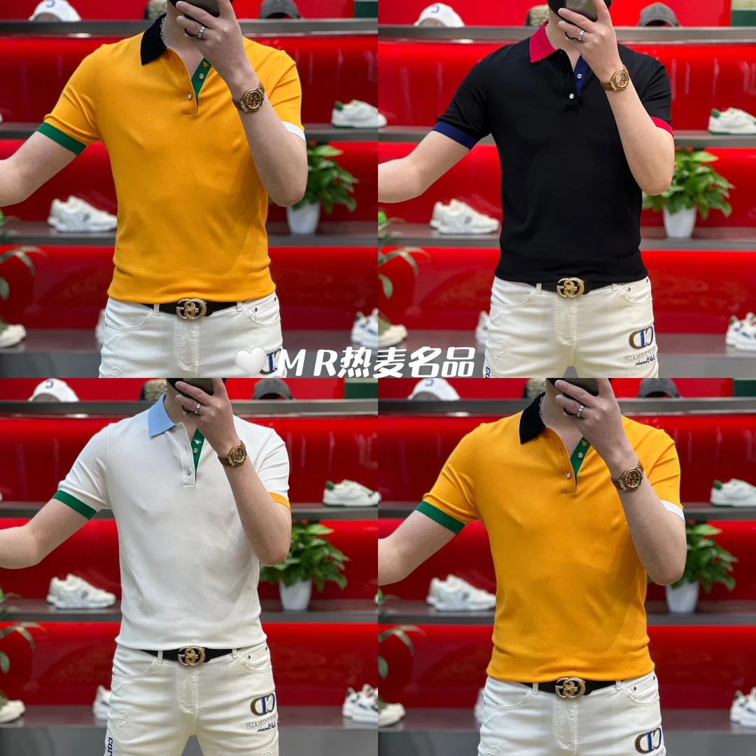 【星欧甄选】春夏Polo伊力特拼色蜜蜂刺绣25款 男士修身弹力短袖