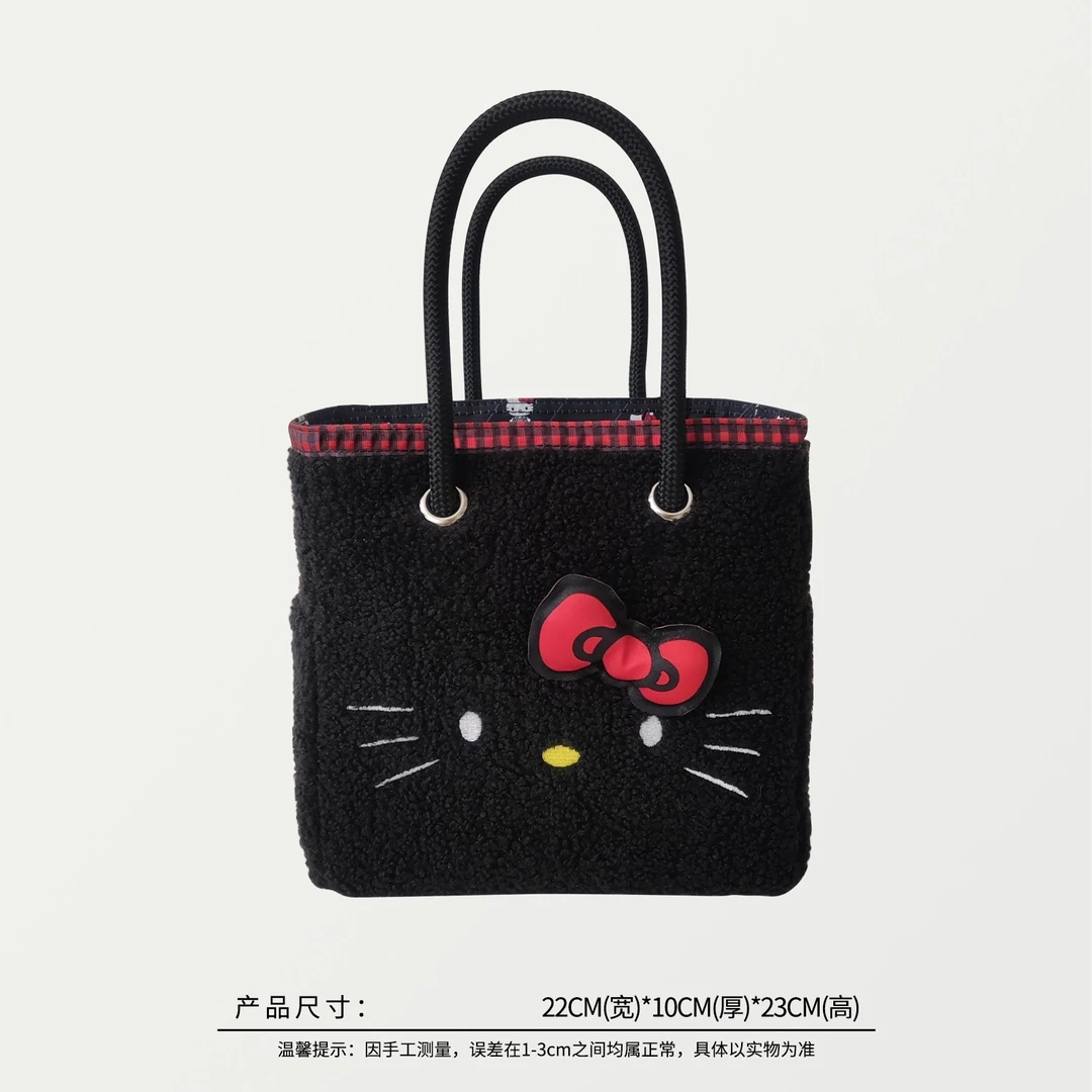58342 黑KT猫，织物正反两用托特包手提包，尺寸：22×10×23cm