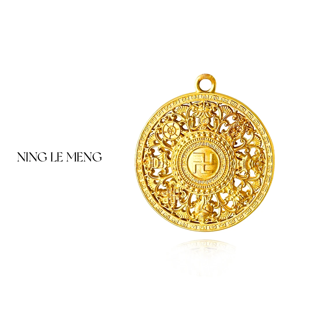 吊坠足银  足银999手工八宝罗盘古法镂空计时尚吊坠挂坠轻奢礼物