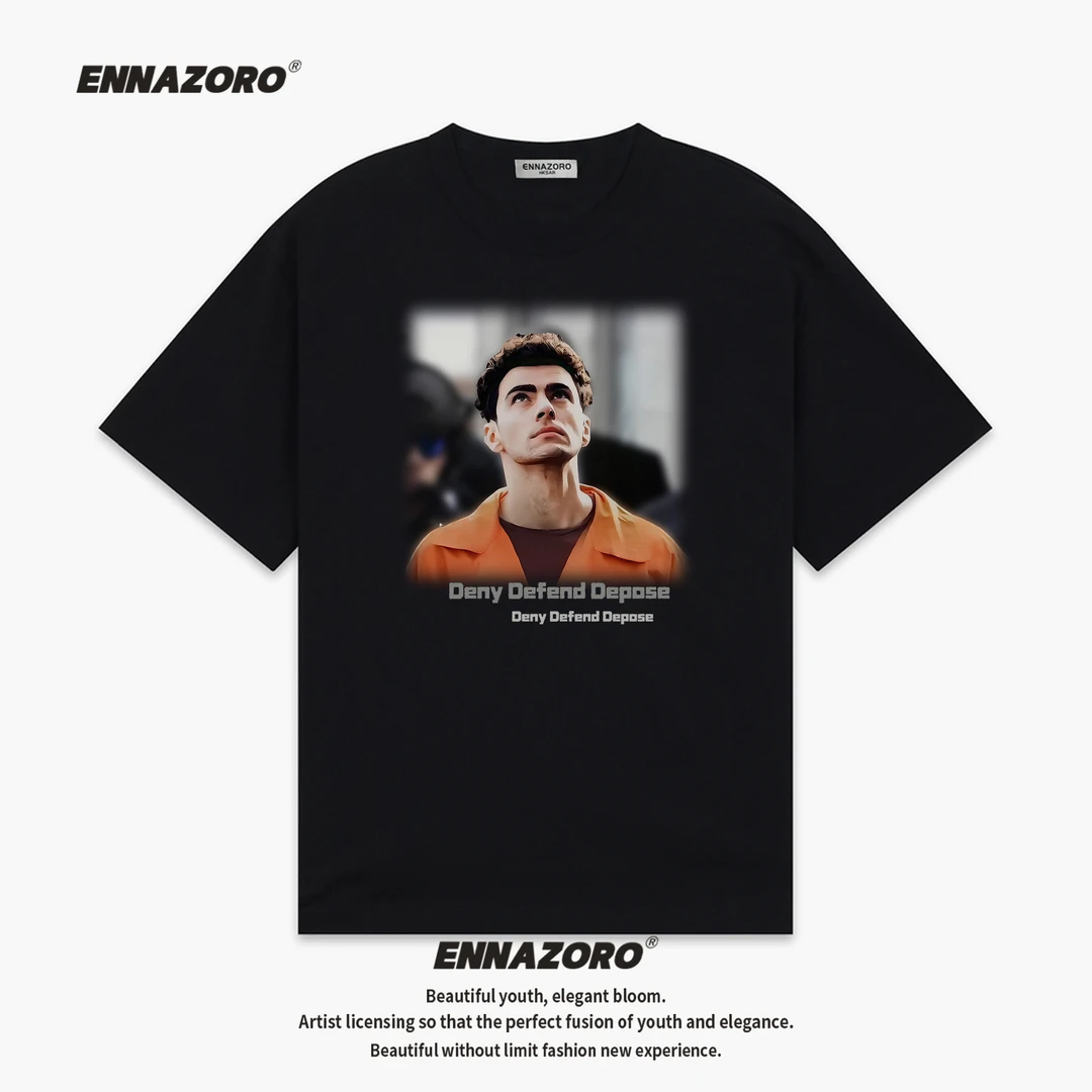 ENNAZOROLuigi Mangione路易吉神之仰望棉短袖T恤美式复古纪念衫