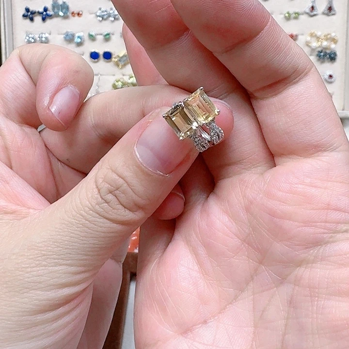 水晶耳饰银S925镶嵌耳钉