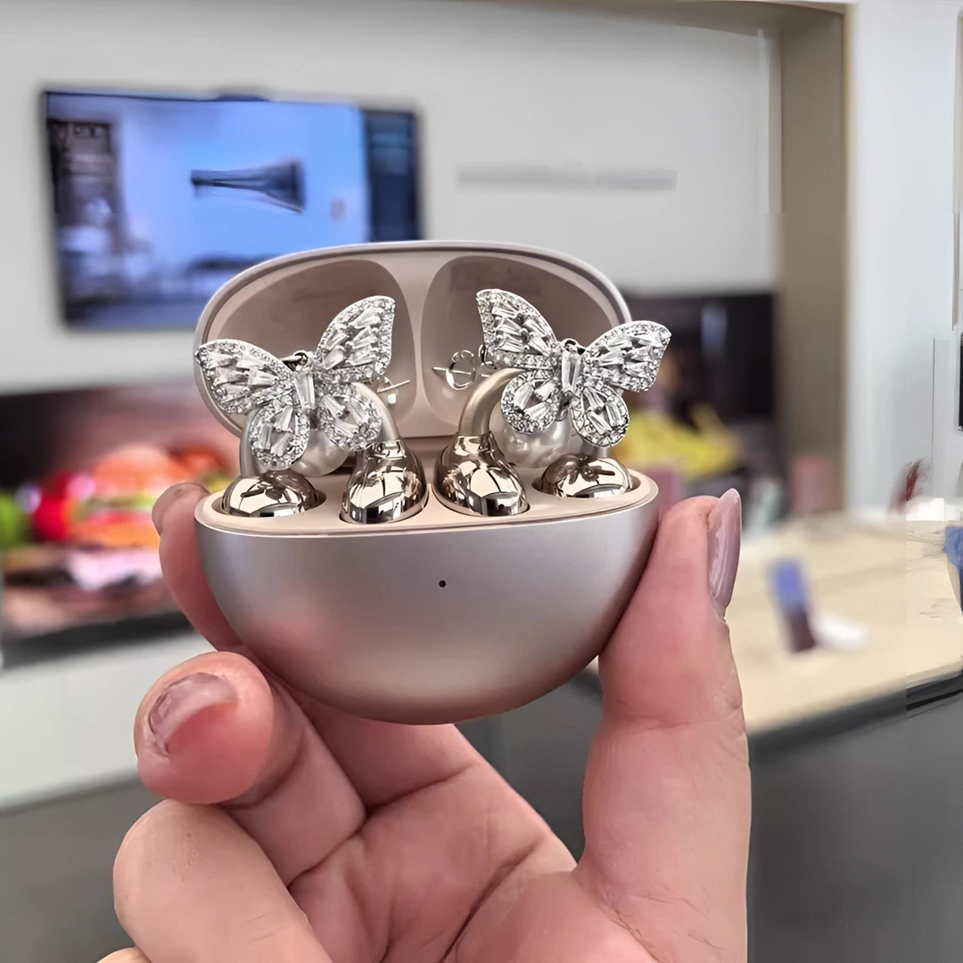 招财蝴蝶耳机扣小众设计女款挂耳开放式耳机夹扣装饰潮酷时尚