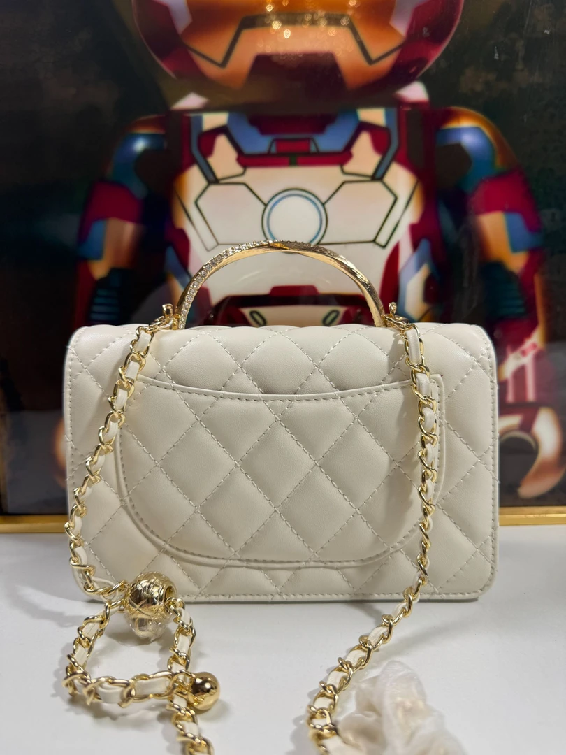 【A169】小香风麻花手柄钻钻金球方胖子20CM包包NN6016