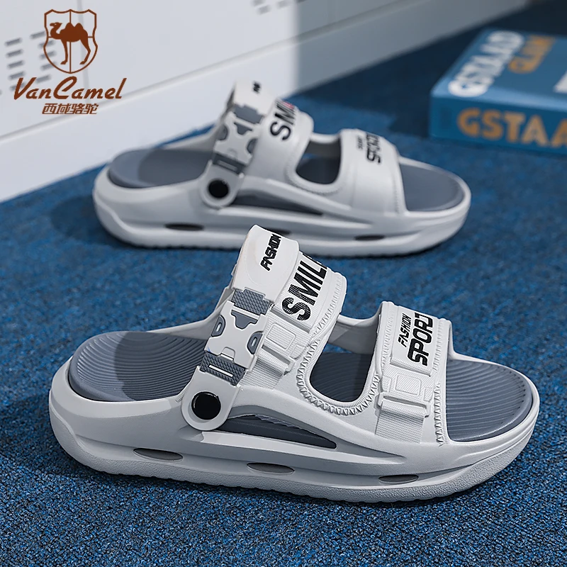 西域骆驼沙滩凉鞋男夏季外穿运动防滑防臭二合一男士两用开车拖鞋