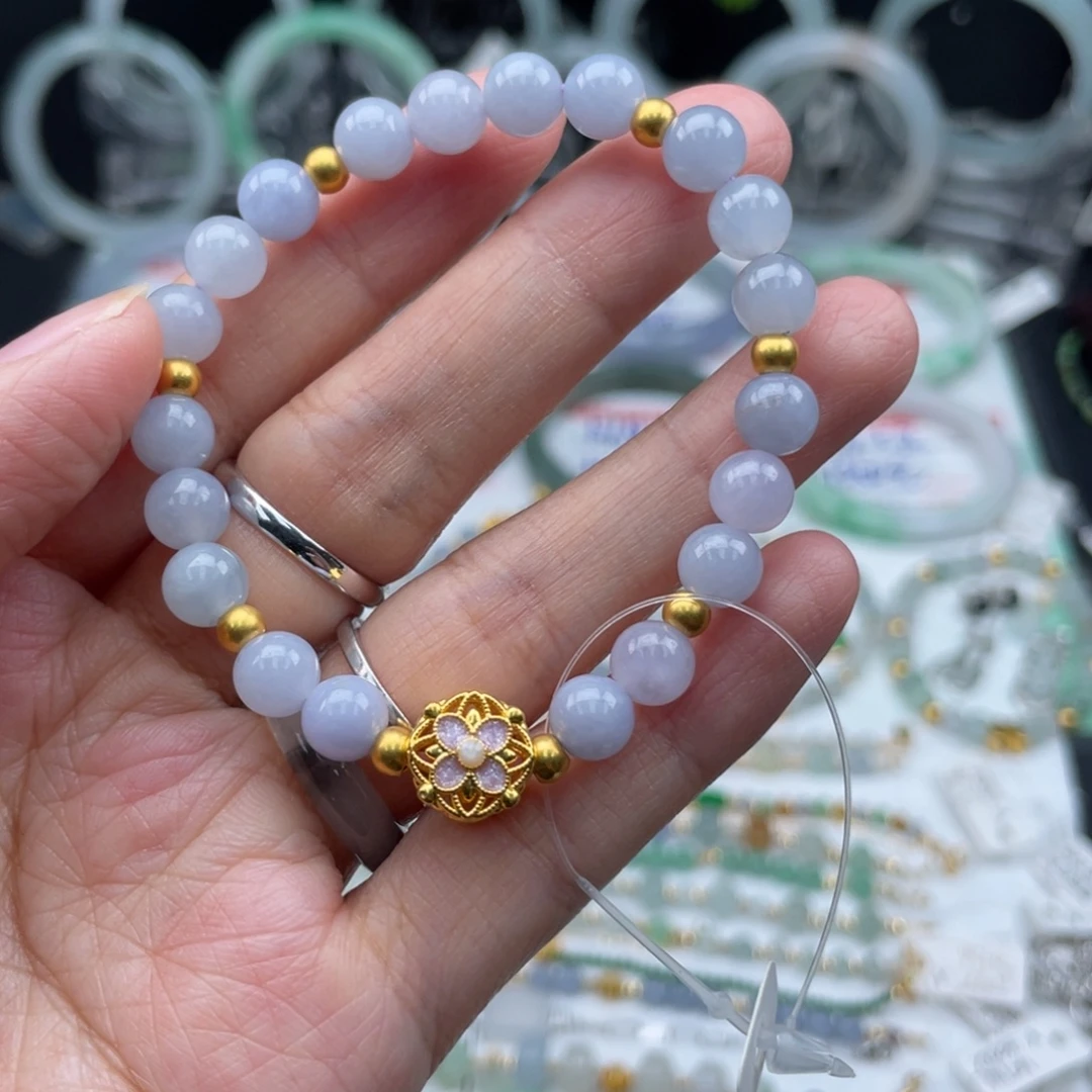 足金镶嵌手链翡翠