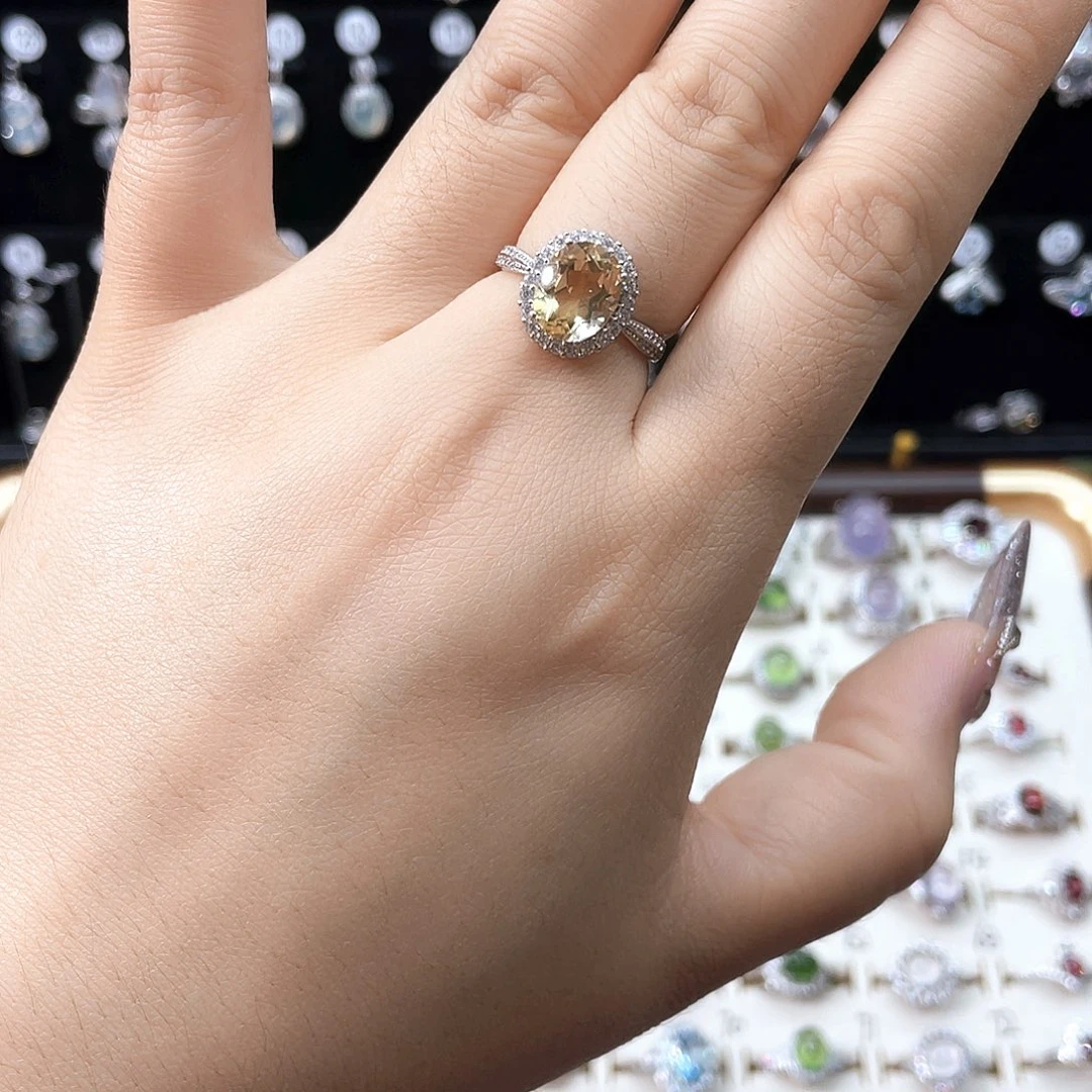 戒指银S925镶嵌黄晶