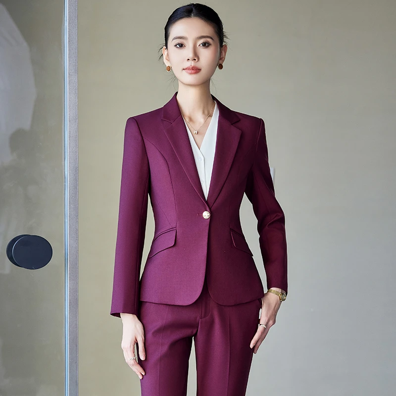 早春新款西装套装女职业修身长袖西服时尚通勤商务韩版工作服6531