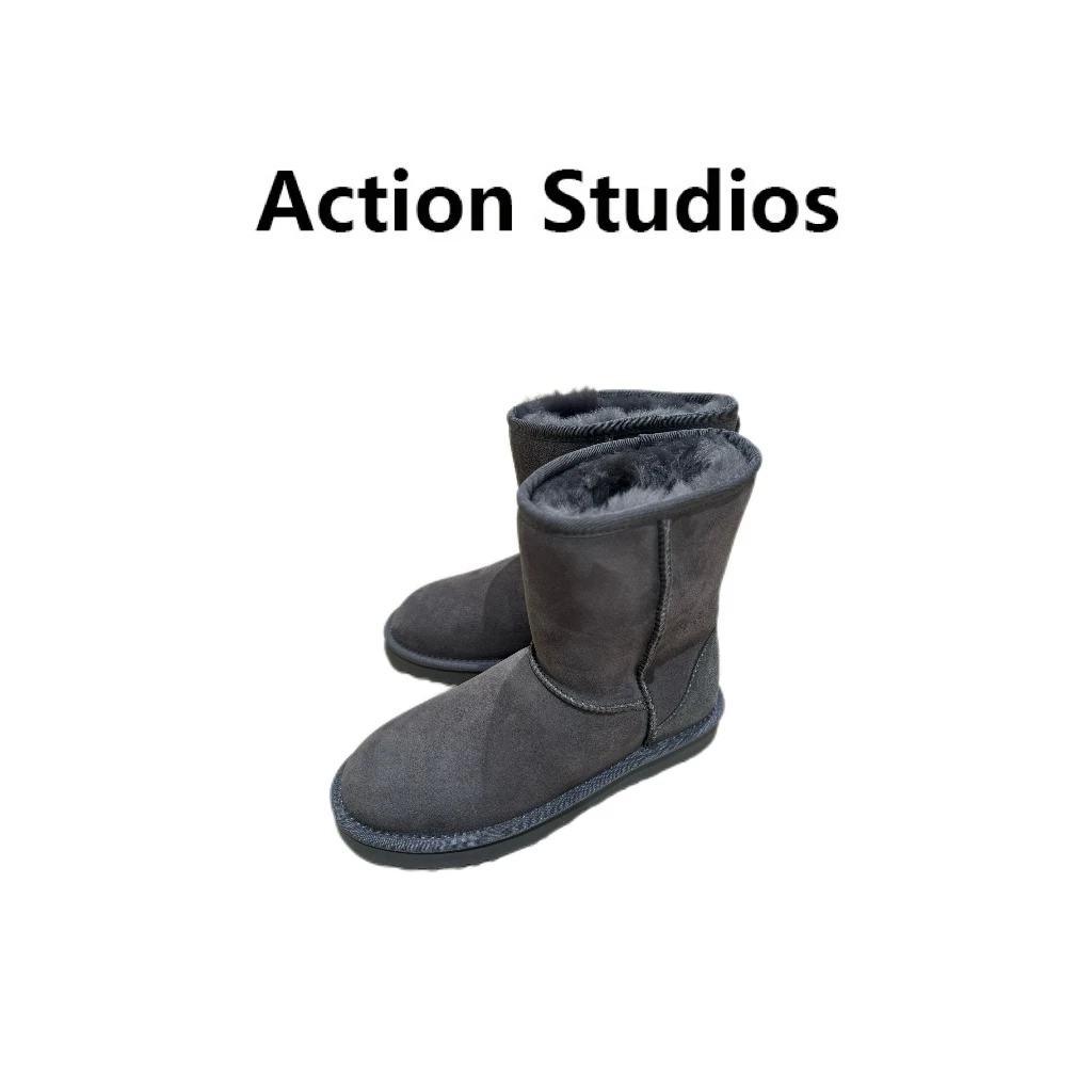 Action Studios大大 推荐真皮百搭保暖加绒经典款中筒雪地靴8796