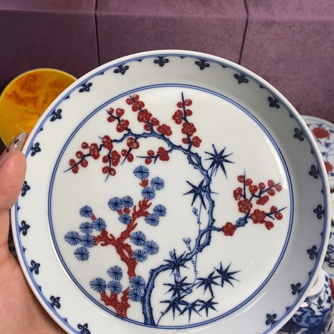 陶阳春白雪釉里红松竹梅一代壶承