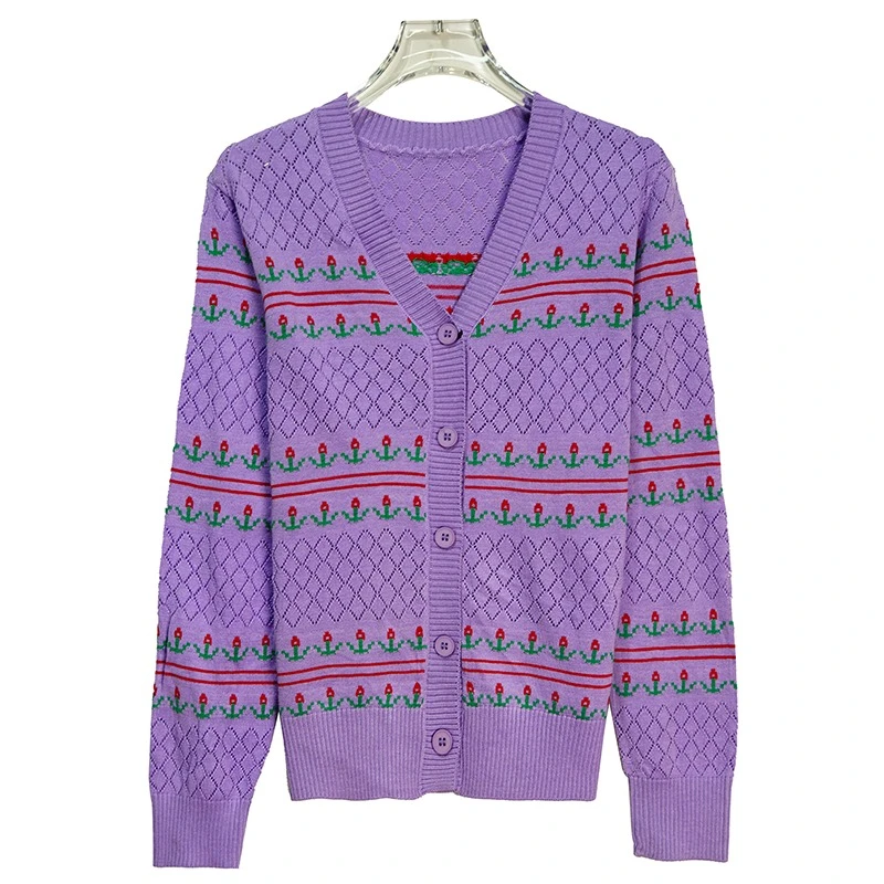 D3893 小清新花朵薄款镂空韩版洋气外搭长袖开衫上衣