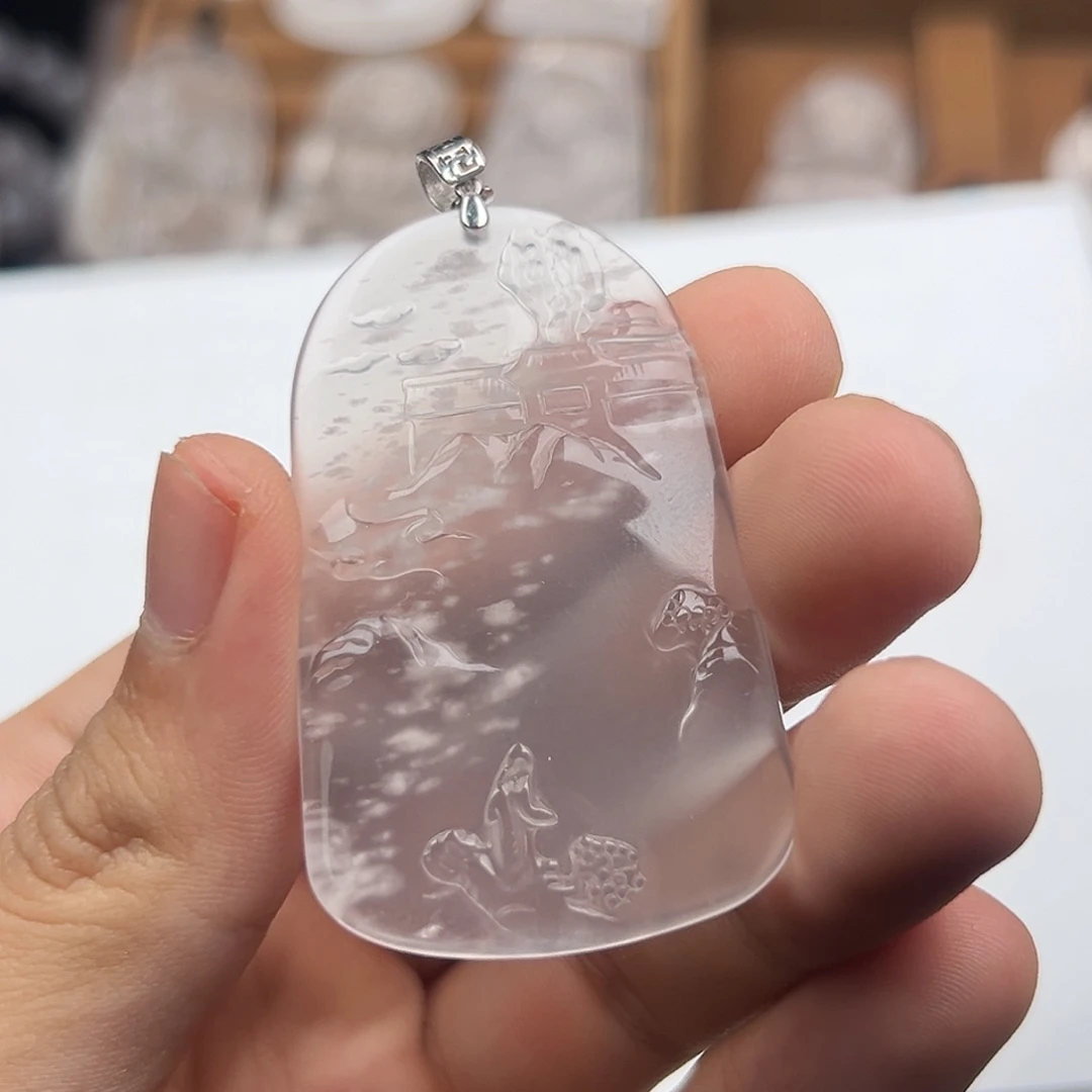 石英质玉18K金镶嵌颈饰风雪夜归人