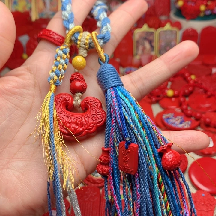 天然辰砂工艺品朱砂包包挂