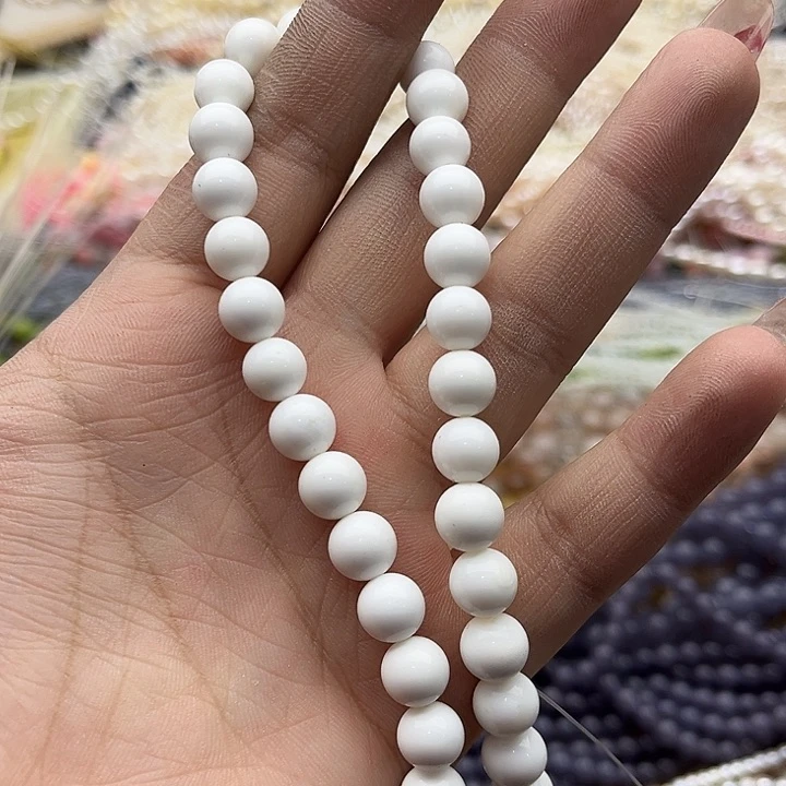 玛瑙/玉髓珠宝半成品未镶嵌一条12mm左右白贝壳珠