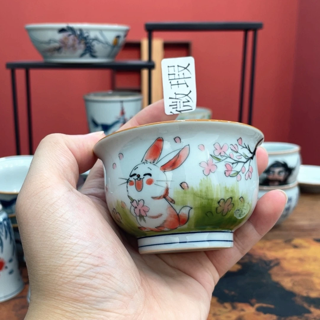 釉下手绘茶具微瑕直播间样品
