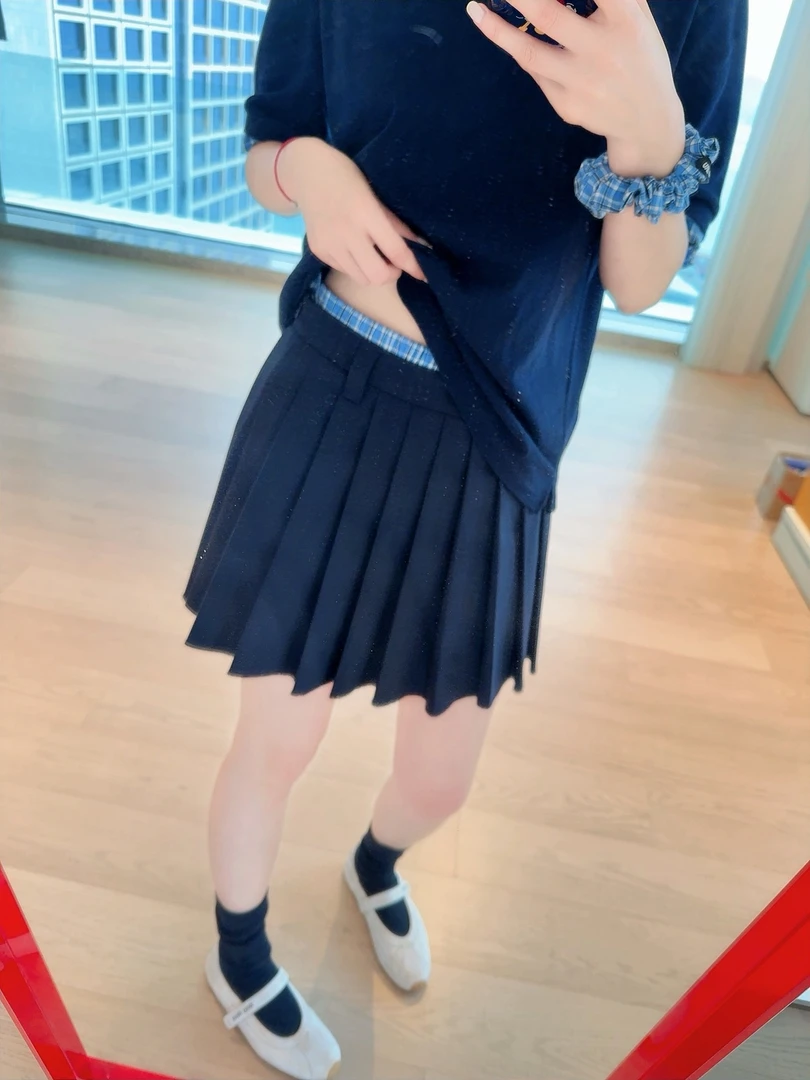 YS66 学院风百褶半裙【干洗】