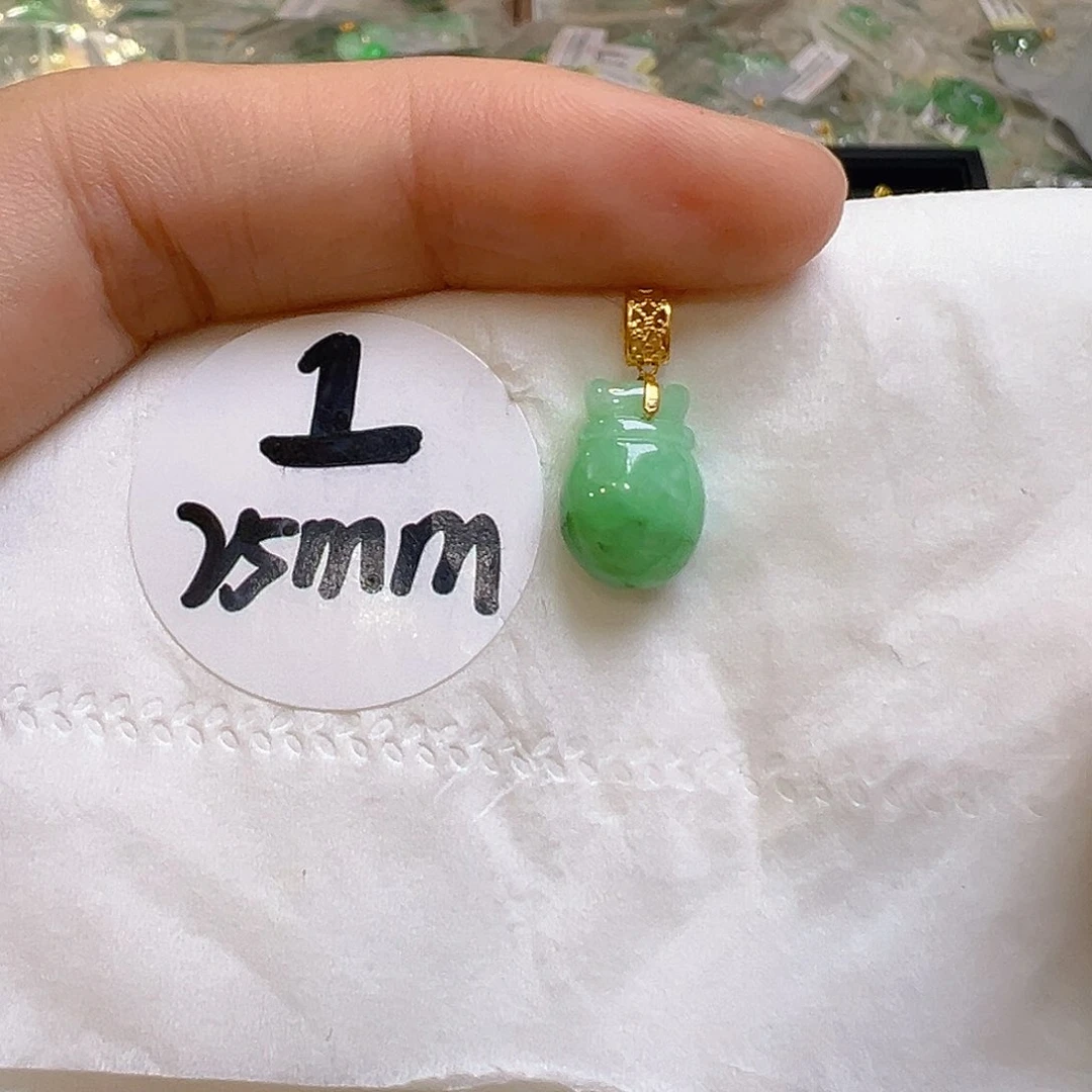 翡翠18K金镶嵌吊坠(不含链)翡翠