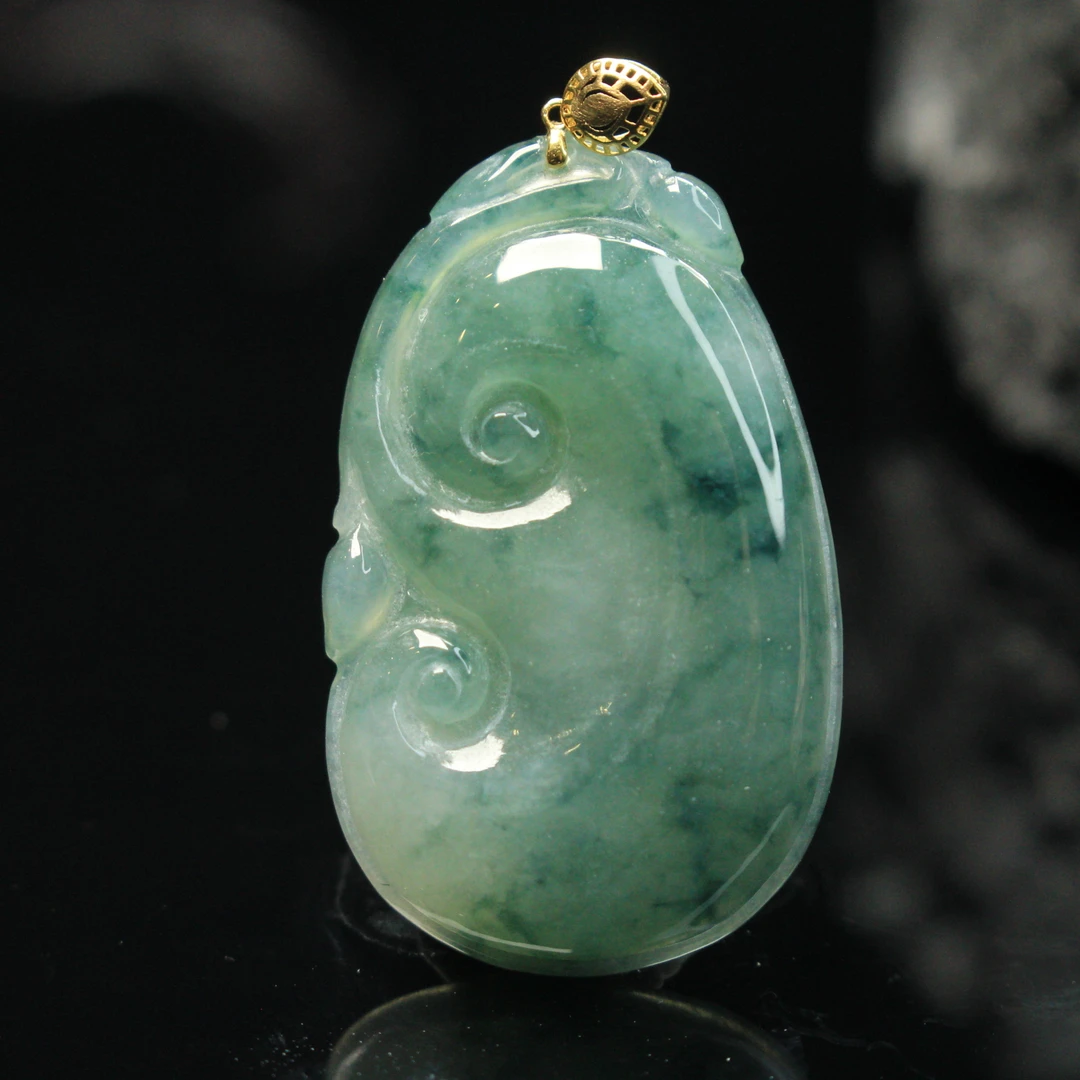 7ZB天然缅甸A货翡翠如意吊坠/200458嘉禾臻宝