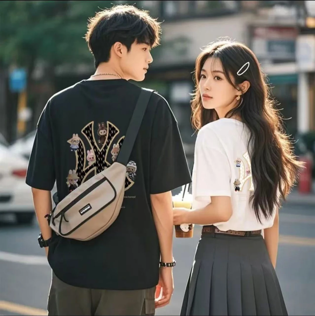 重磅新疆长绒棉夏季短袖男女休闲透气圆领印花纯棉T恤 WY布拉