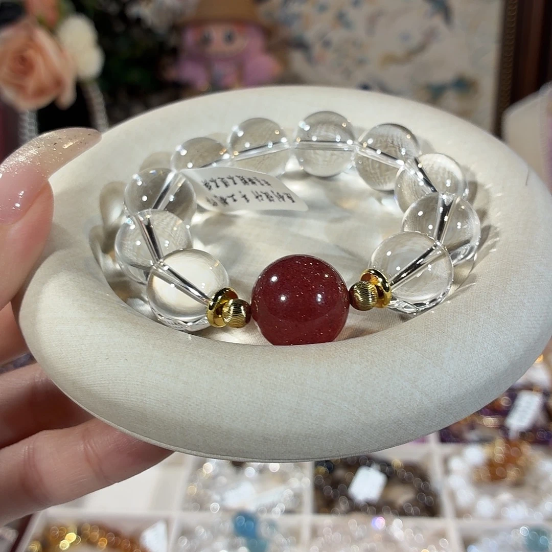 手串水晶未镶嵌3a净体毕业级白水草莓晶设计款16+