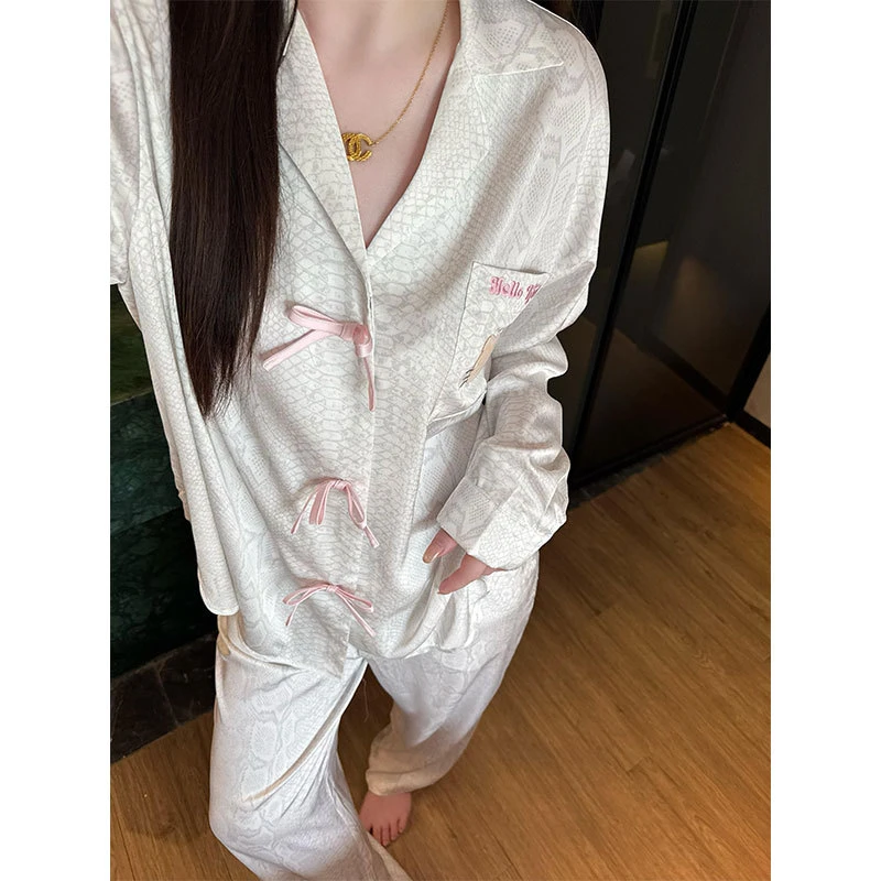 美梦工坊「危险甜心」少女风睡衣女春秋慵懒冰丝新款大码家居服套装