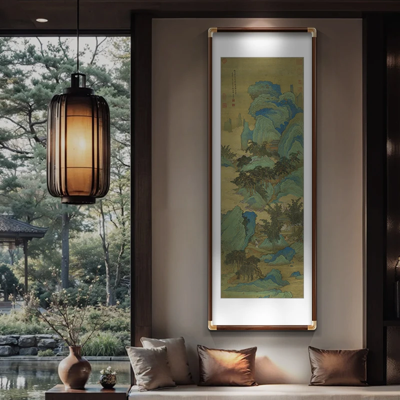 清 拟赵千里山水图国画客厅挂国画新中式装饰画办公室挂画