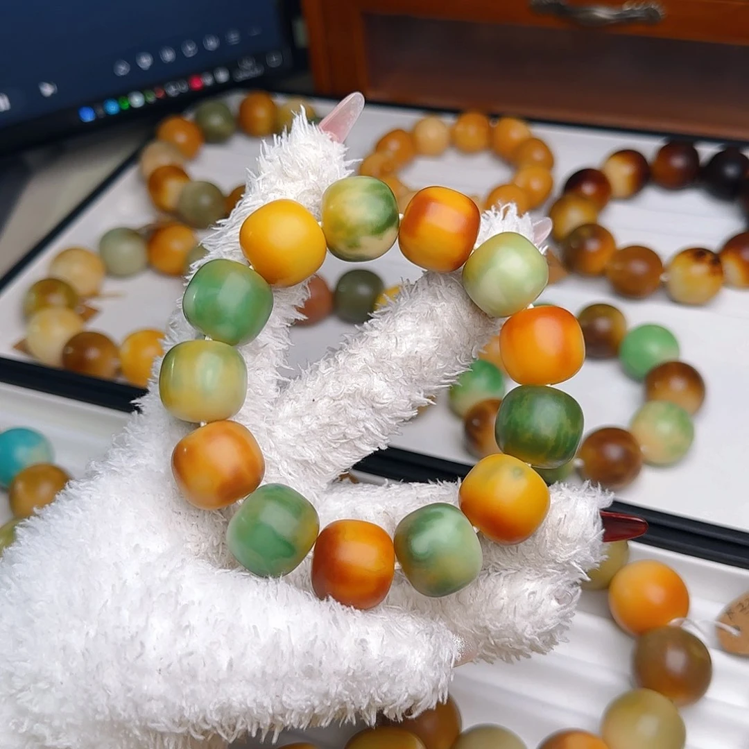 菩提根/象牙果手串卡19干磨花皮桶珠