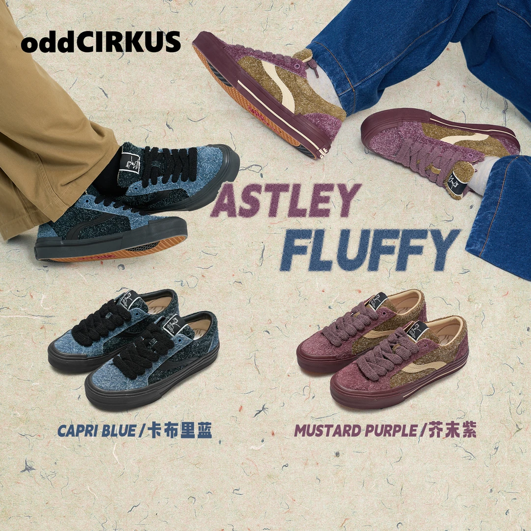 oddCIRKUS Astley FLUFFY 日系复古滑板鞋雪花长毛翻毛皮休闲板鞋