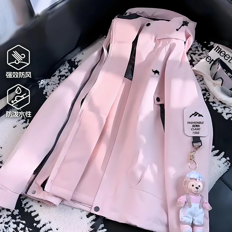 骆驼骑师冲锋衣女2025年秋冬户外运动防水防风三合一情侣登山外套