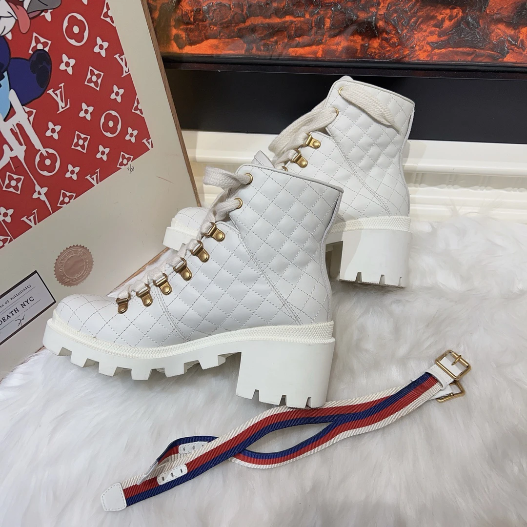 95新 GUCCI/古驰 GUCCI古驰短筒马丁靴 37.5 码a6013